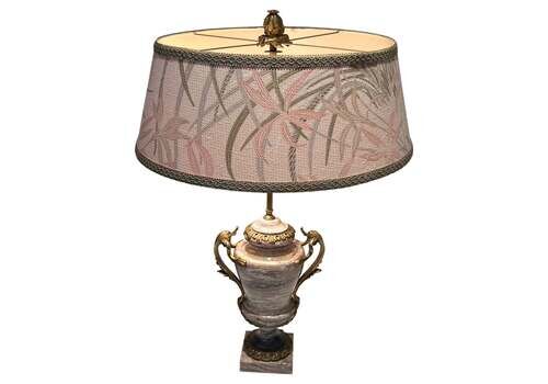 Large Louis XV Style Lamp Made Of Marble And Decorated With Decorative Bronze