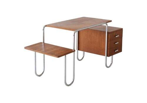 Bauhaus Tubular Steel Desk By André Lurçat, Manufactured By Thonet, Circa. 1935