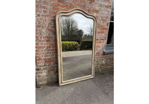 A Delightful Large Antique French 19th C Carved Wood Painted Mirror.