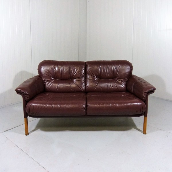 Twoseats Leather Sofa By Hans Olsen Denmark