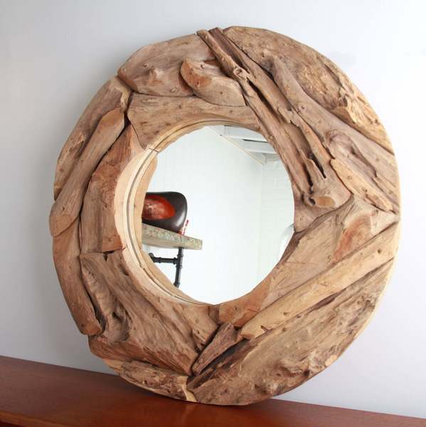 Round Driftwood Mirror 60 Cm
