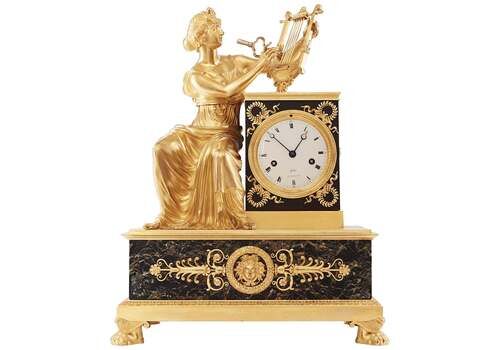 Mantel Clock 19th Century Styl Empire By Galle, Rue Vivienne à Paris