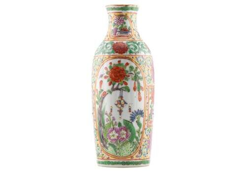 Antique Chinese Porcelain Cantonese Floral Vase Qing Daoguang, 19th Century