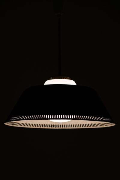Ceiling Lamp In Brass And Opaline Glass By Bent Karlby, 1950’s photo for sale