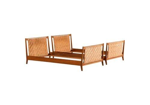 Bed Frames In Mahogany And Woven Cane By Josef Frank, 1940