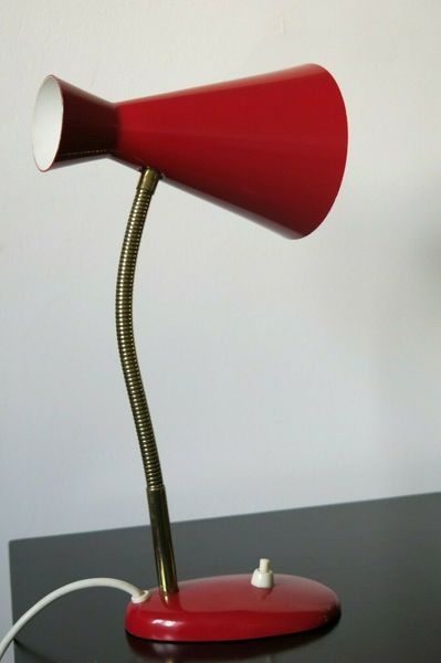 Vintage Mid Century Modern Red Diabolo Desk Lamp