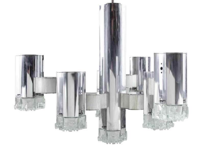 "Modernist" Chandelier Attr. To Gaetano Sciolari, 1970s photo furniture