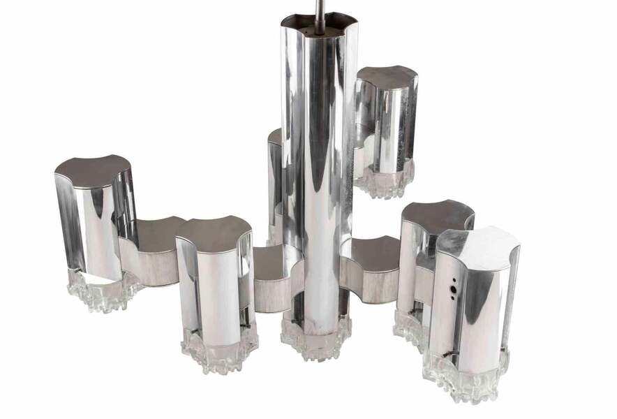 "Modernist" Chandelier Attr. To Gaetano Sciolari, 1970s photo for sale