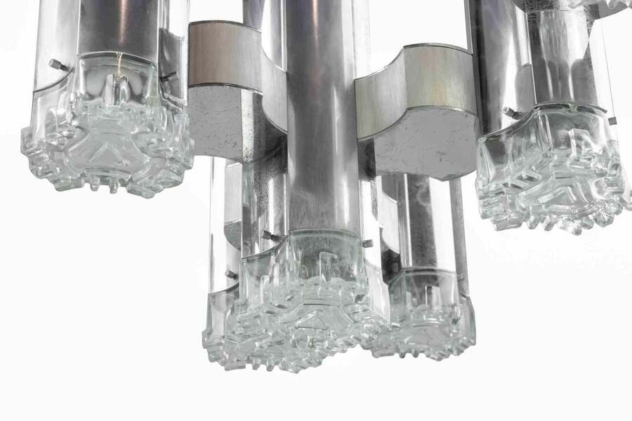 "Modernist" Chandelier Attr. To Gaetano Sciolari, 1970s photo 553.0