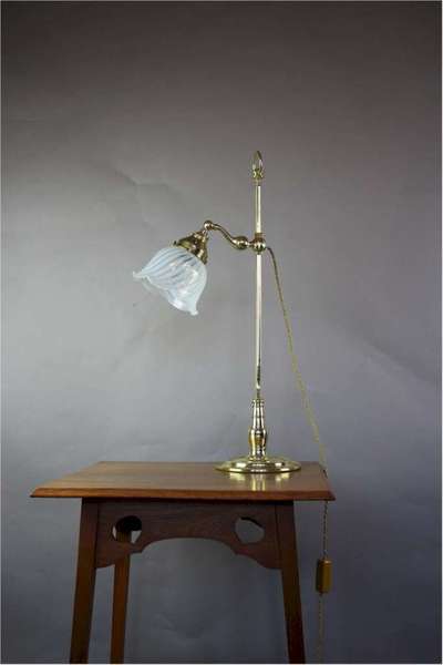 Arts And Crafts Brass Table With Vaseline Shade photo buy