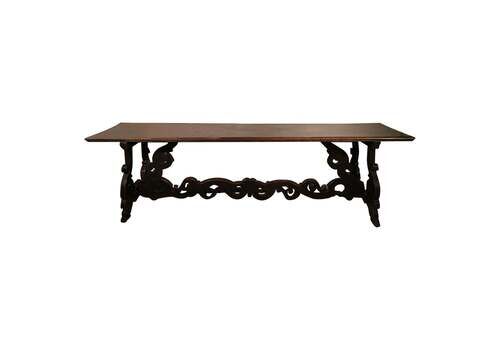 1650 Italy Solid Baroque Walnut Dining Table Or Console