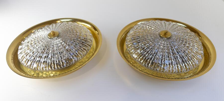 Orrefors Brass Wall Or Ceiling Lamps By Fagerlund For Lyfa, 1960s. Set Of 2. photo furniture