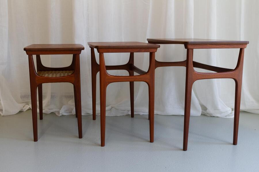 Vintage Danish Teak Nesting Tables By Erling Torvits For Heltborg Møbler 1950s. photo furniture