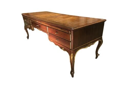 1750 Venezia Italy Baroque Carved And Inlaid Walnut Desk With Drawers