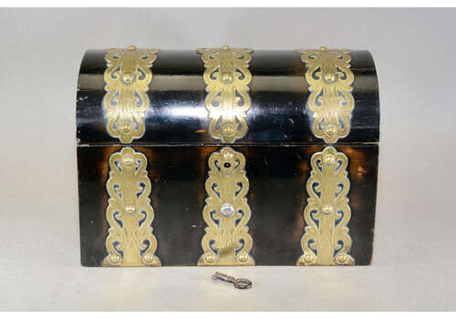 A Victorian Gothic Revival Dome Topped Desk Stationary Box. Made From Coromandel Wood