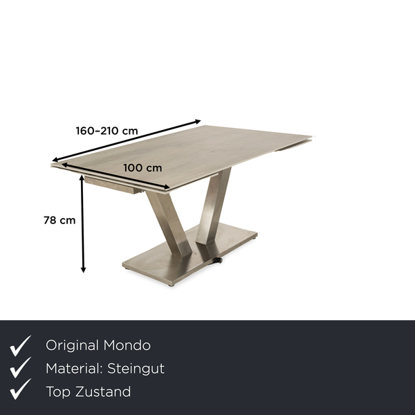 Mondo Stoneware Dining Table Wood Look Grey Cream Extendable Function 160 210 X 100 Cm photo furniture
