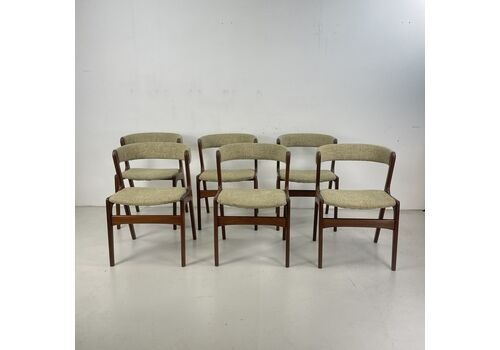 Set Of 6 Midcentury Fire Dining Chairs In Teak By Kai Kristiansen Denmark