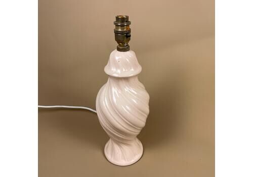 Vintage Ceramic Pink Lamp Twisted Detail Bedside Table Light Round Speckled Finish Retro Cottage