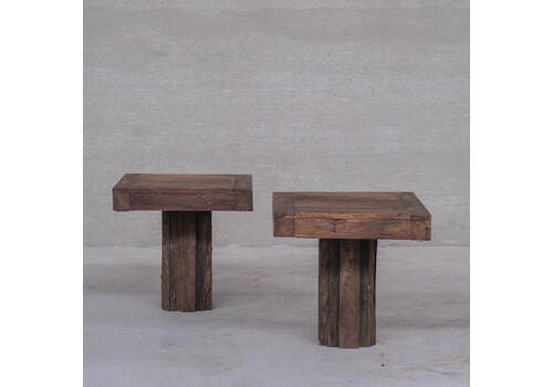 Pair Of Belgium Wabi Sabi Wooden Side Tables