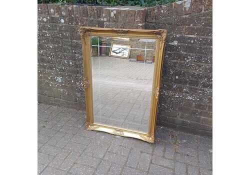 Huge Vintage 80s French Louis XV Style Wall Mirror Ornate Gilt Frame, Bevelled Glass Panels