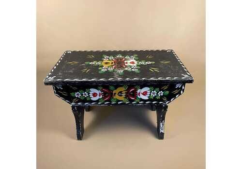Antique Wooden Hand Painted Wood Table Storage Bedside Patterned Canal Boat Furniture Rectangle Retro Sewing Box Small Coffee Table Handmade
