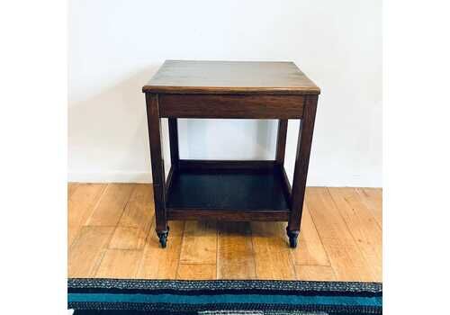 Vintage/Antique Mid Century Dark Wood Wheeled Trolley Side Table Revvo Wheels 19in X 16in