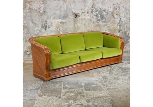 3 Seats Rattan Sofa By Maugrion For Roche Bobois, France 1980s