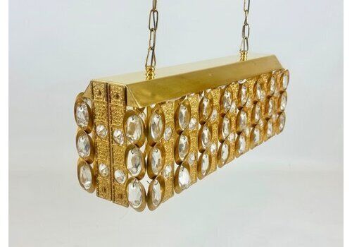Crystal And Gilt Brass Chandelier From Palwa, 1960s