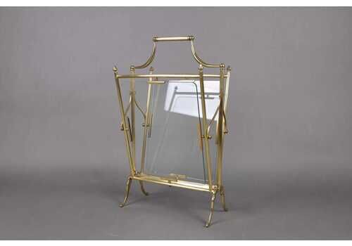 1950s Maison Bagues Magazine Rack | French Brass & Glass Magazine Holder | Vintage Hollywood Regency Decor | Mid Century Book Stand