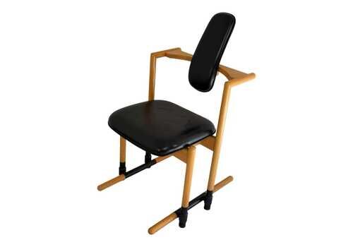 Peter Opsvik   Stokke   Flysit   Ergonomically Shaped Rocking Chair   Black Leather Upholstery And Wooden Frame
