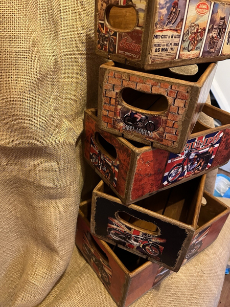 Set Of Five Motorcycle Storage Box Crate Made From Reclaimed Timber Sizes Vary photo furniture