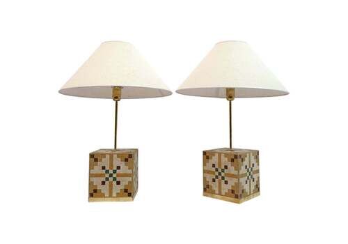 Pair Of Liberty Era Italian Cementite Table Lamps