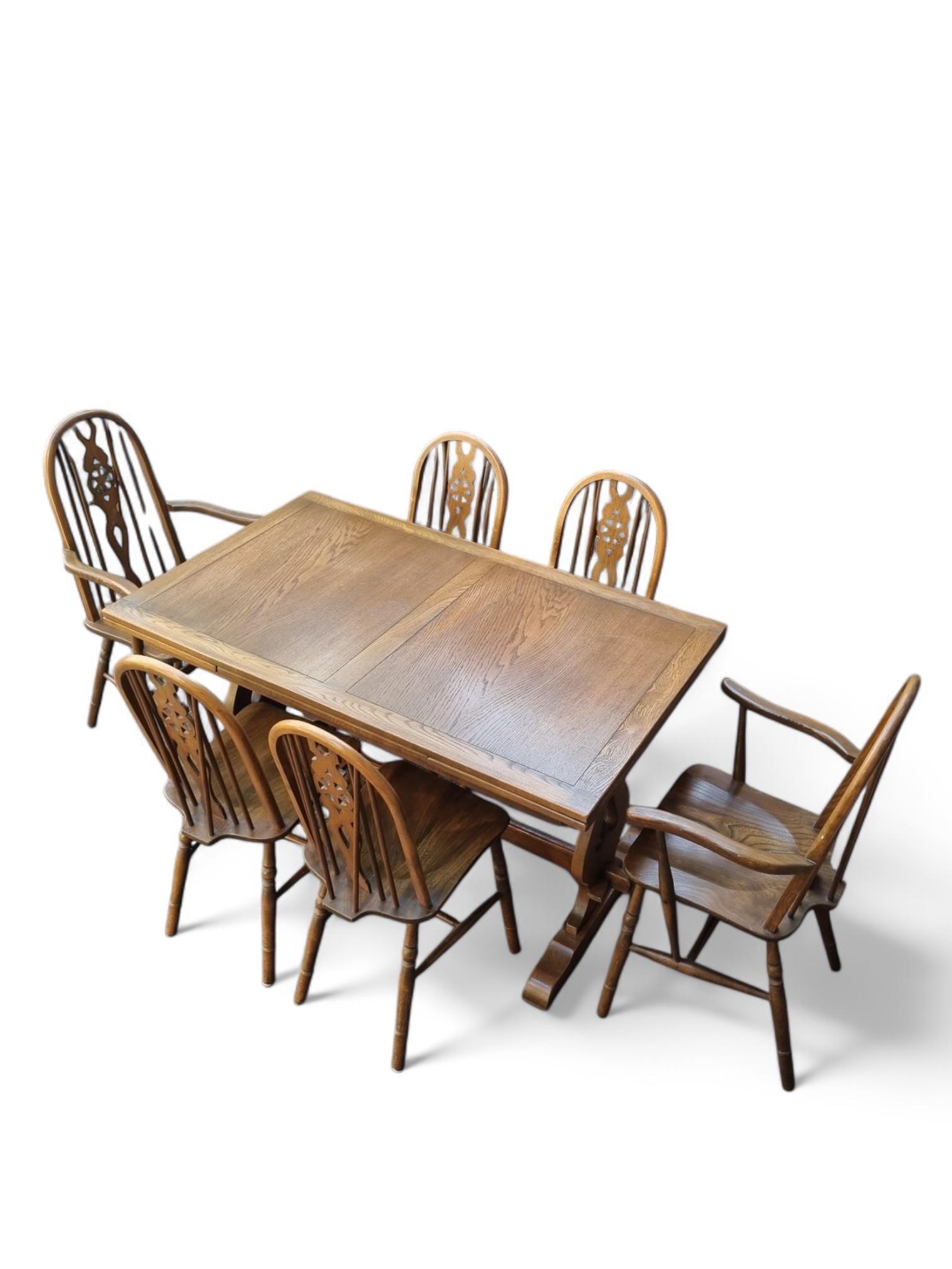 Oak Drop Leaf Table With Wheel Backed Chairs Drop-Leaf Table And