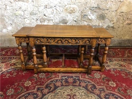 Vintage Solid Oak Nest Of Tables. 0198 photo furniture