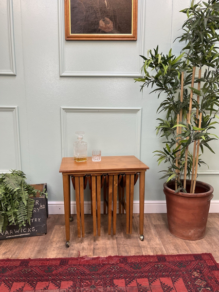Mid Century Retro Teak Nest Of 5 Tables, Coffee Tables, Danish Style photo furniture