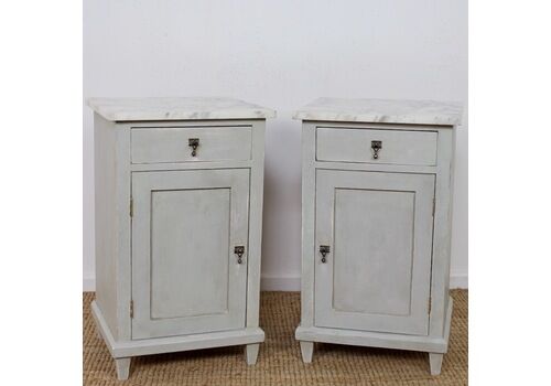 Pair Of Continental Painted Bedside Cabinets