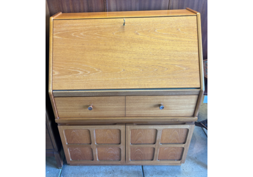 Mid Century Nathan/ Parker Knoll Teak Writing Desk/ Bureau With Key
