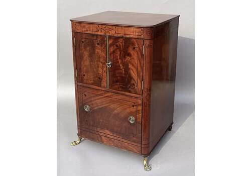 Splendid Regency Mahogany Ebony Inlaid Pedestal Cabinet