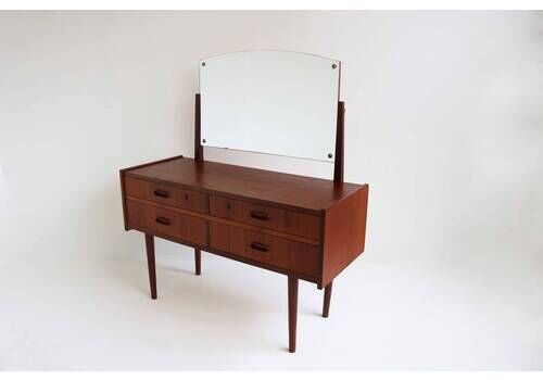 Scandinavian Modern Teak Dressing Table Or Drawer Chest Vanity Mirror Side Table Wall Table Bedroom Furniture Midcentury Modern Dresser
