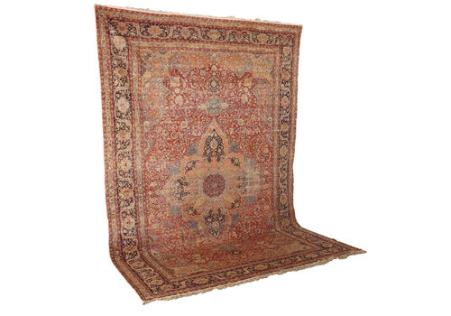 Antique Kayseri Carpet Cotton Extra Thin Knot Turkey 165 X 114 In