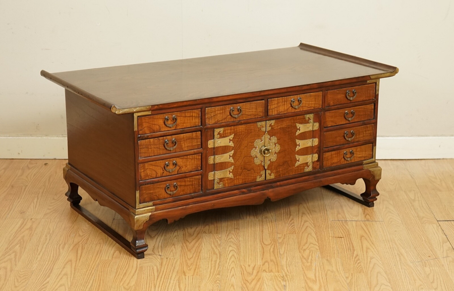 Stunning Late 19th Centry Korean Elm Coffee Table With Lots Of Drawers photo furniture