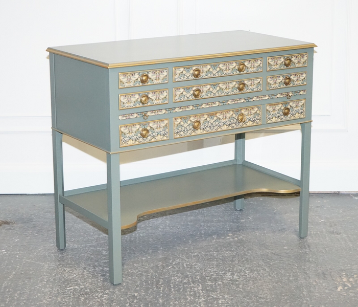 Eucalyptus Green & Gold Console Table Sideboard Strawberry Thief William Morris photo furniture