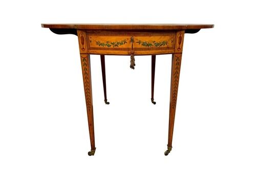 19th Century Sheraton Revival Painted Satinwood Drop Leaf Table