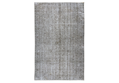 5.2x8.3 Ft Mid Century Handmade Turkish Rug Over Dyed In Gray 4 Modern Interiors