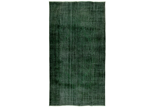 6x10.2 Ft Midcentury Area Rug Over Dyed In Solid Green, Hand Knotted In Turkey