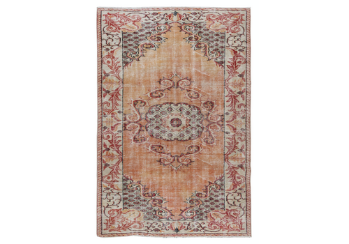 6x9 Ft One Of A Kind Mid Century Rug, Vintage Turkish Carpet