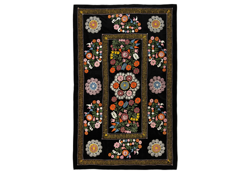 4.3x6.8 Ft Vintage Asian Silk Embroidered Suzani Bed Cover Or Wall Hanging