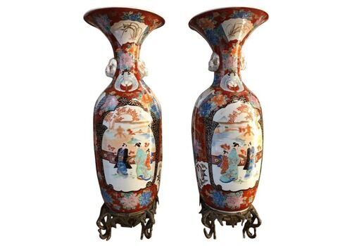 19th Century Pair, Japanese Meiiji Imari Porcelain Vases