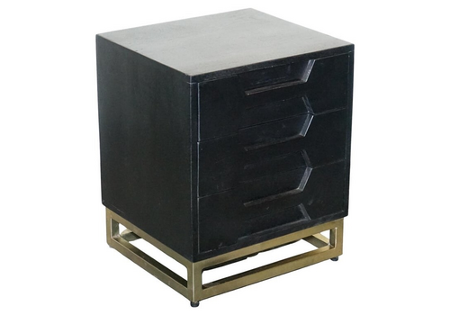 Ex Showroom Atking And Thyme Hex Black And Gold Bedside Table