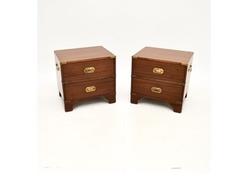 Pair Of Antique Military Campaign Style Mahogany Bedside Chests